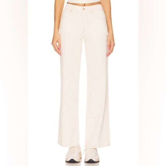 NEW Free People x We The Free Tinsley Baggy High Rise Jeans in White/Ecru - Picture 1 of 9
